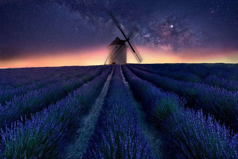 Starry Lavender Windmill by Jose Antonio Triviño Sanchez — canvas wall art
