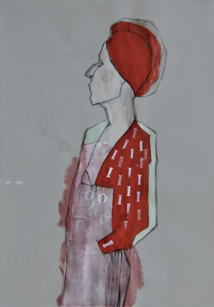 Red Turban Woman by Doris Schmitz — canvas wall art