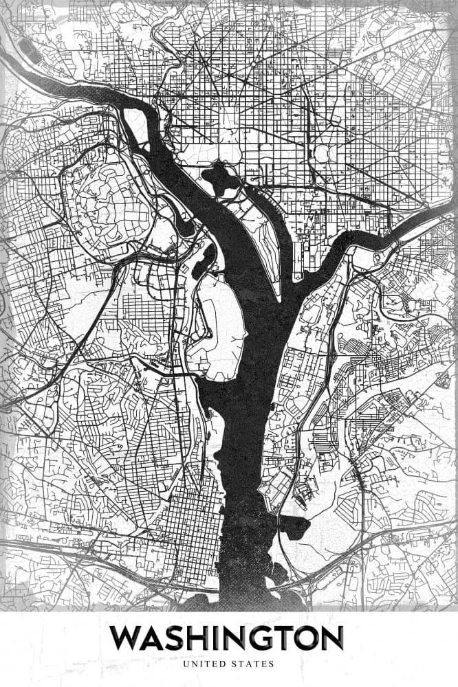 Washington DC Map by StudioSix — canvas wall art