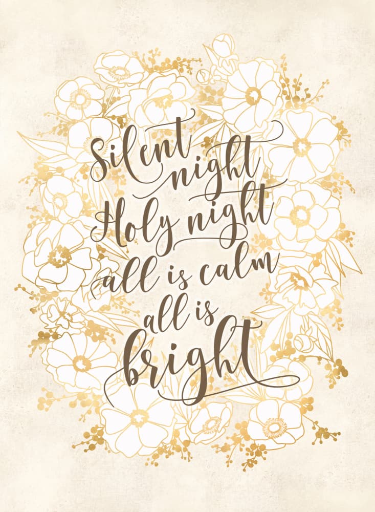 Silent Night Golden Wreath by Rosana Laiz Blursbyai — canvas wall art