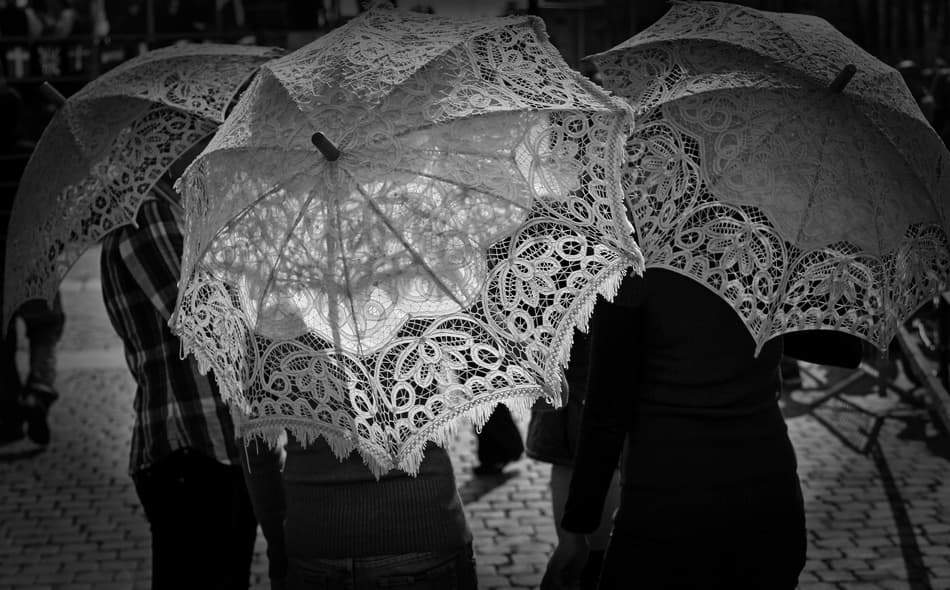 Elegant Lace Parasols by Giuseppe Grimaldi — canvas wall art