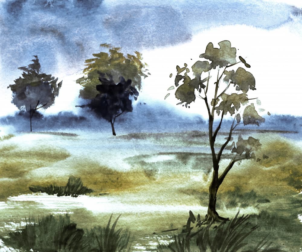 Misty Purple Trees by Santhosh ch — canvas wall art