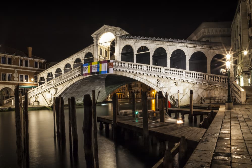 Rialto Bridge Night Glow by Melanie Viola — canvas wall art