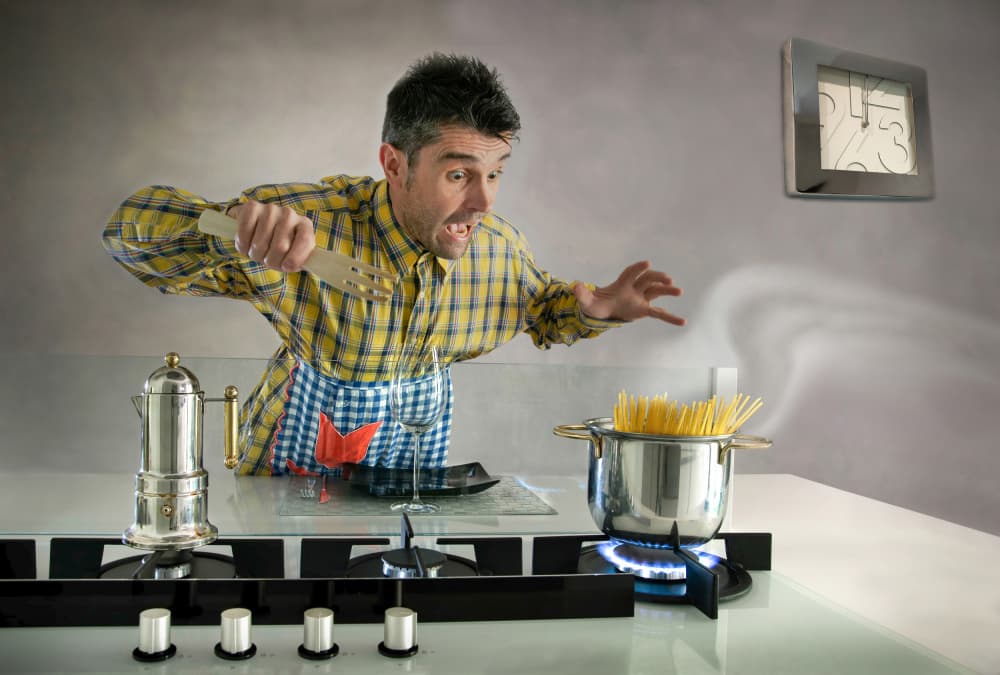 Man's Pasta Panic by Giorgio Toniolo — canvas wall art