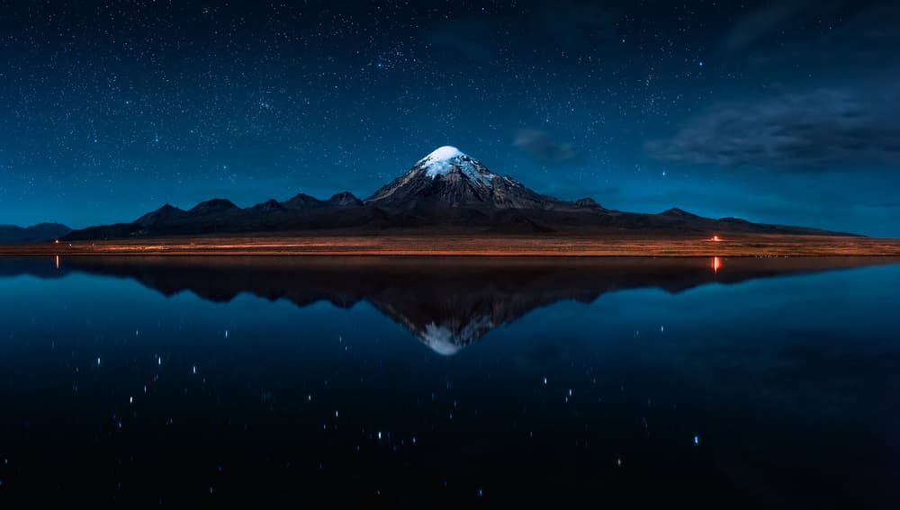 Starry Mountain Reflection by Hernan Calderon Velasco — canvas wall art