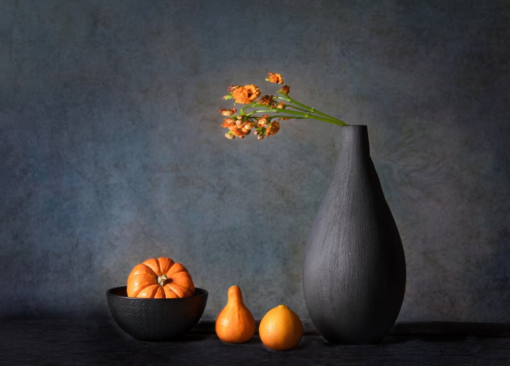 Orange Autumn Still Life by Rong Wei — canvas wall art