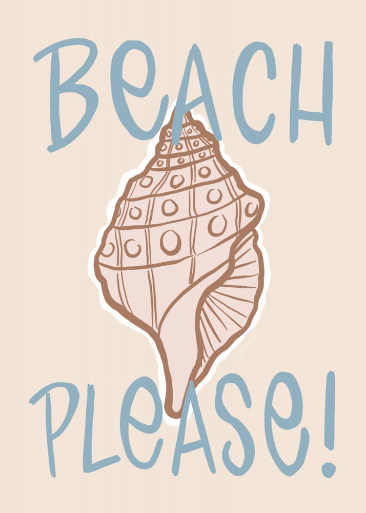 Beach Please Conch Shell by ByKammille — canvas wall art