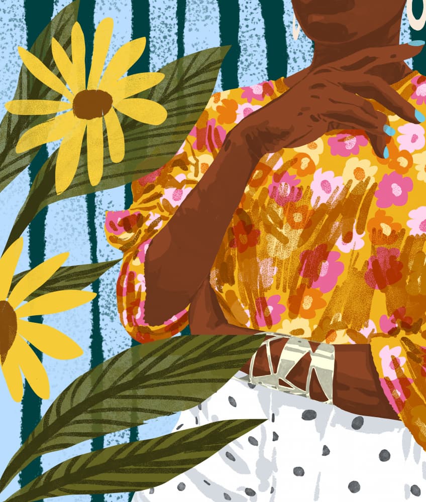 Vibrant Floral Fashion by Uma Gokhale — canvas wall art