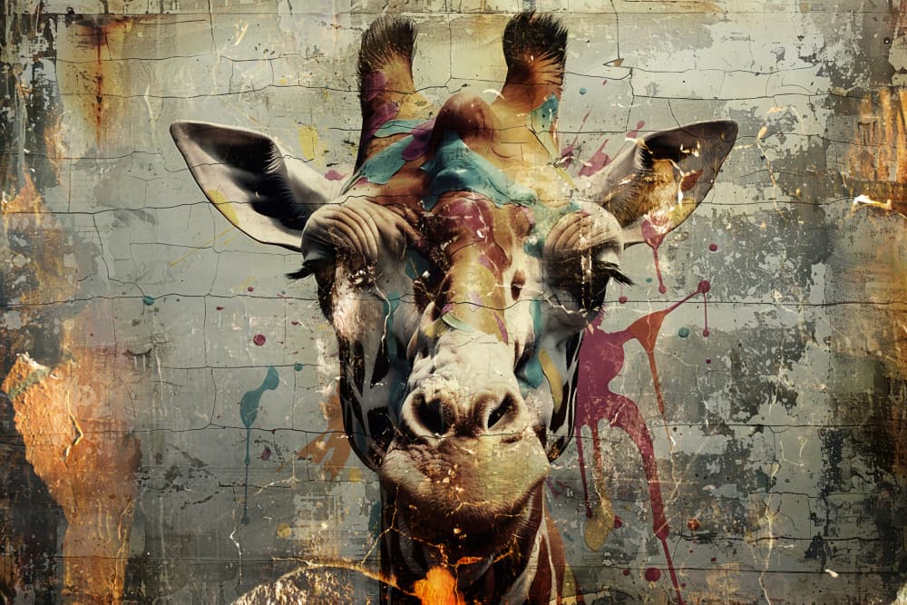 Urban Graffiti Giraffe by Rafal Kulik — canvas wall art