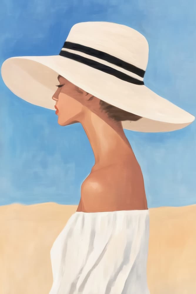 Elegant Beach Hat by Melloi Art Prints — canvas wall art