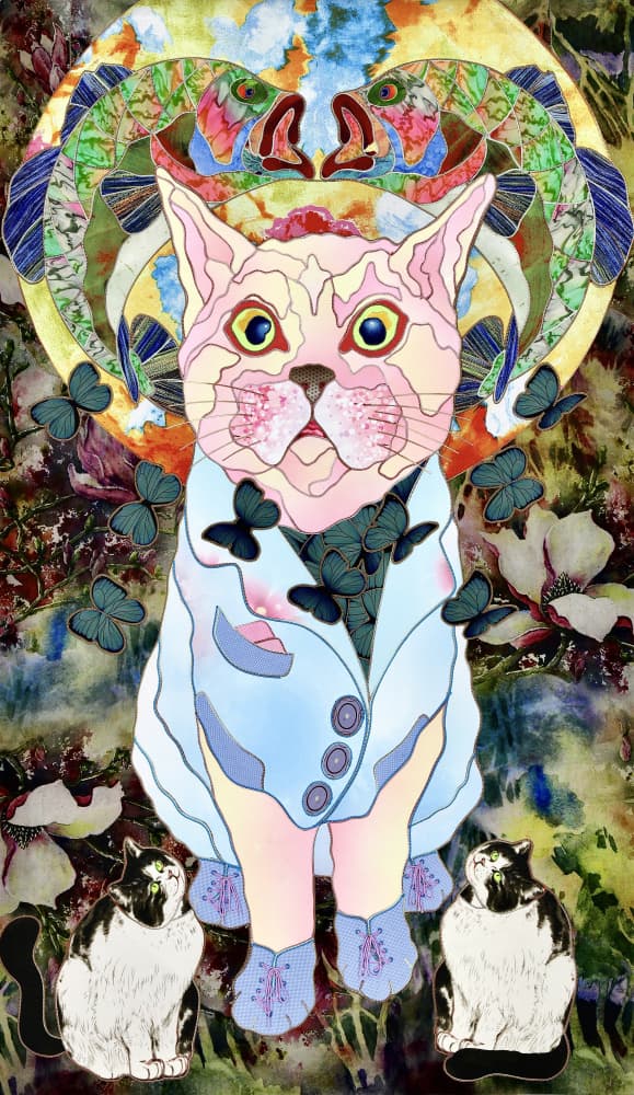 Enchanted Cat with Butterflies by Kostyantin Malginov — canvas wall art