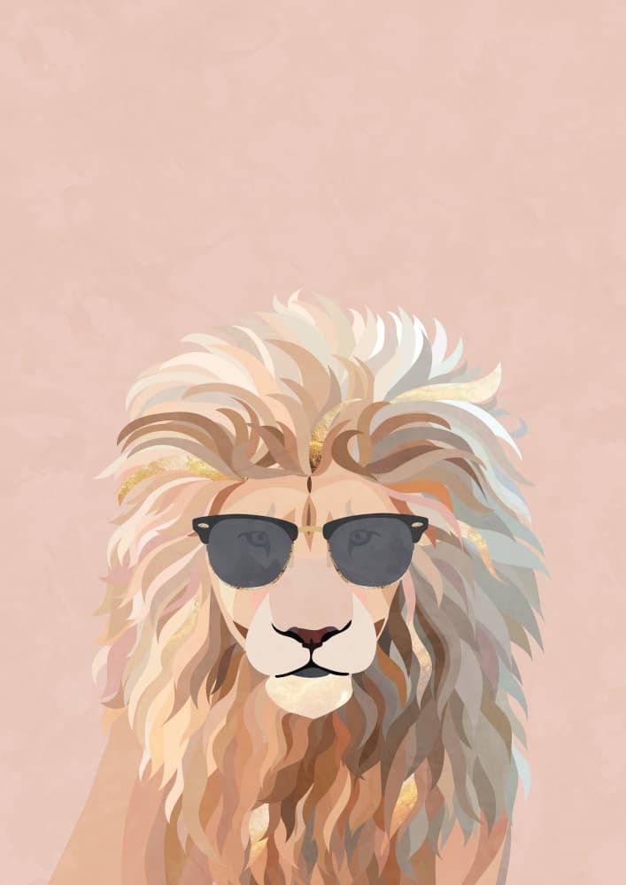 Chic Lion In Sunglasses by Sarah Manovski — canvas wall art