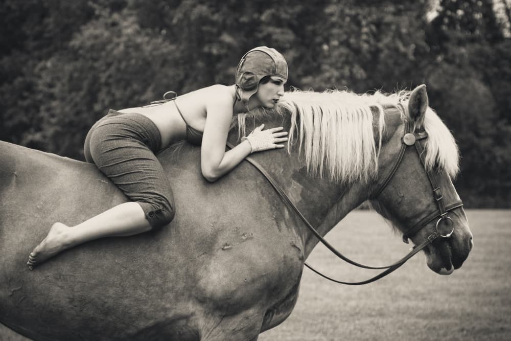 Vintage Equestrian Portrait by JAE — canvas wall art