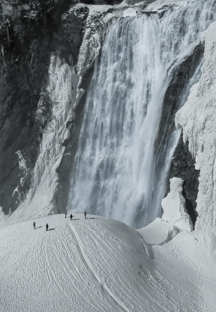 Majestic Winter Waterfall by Miroslaw Prybinski — canvas wall art