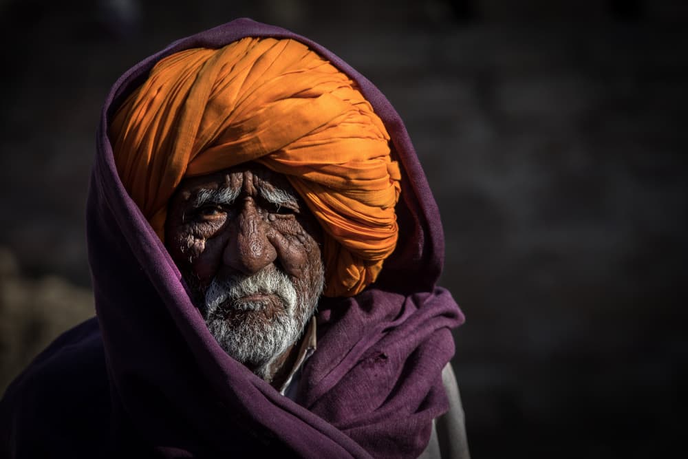 Wise Man Orange Turban by Ella Waldman — canvas wall art