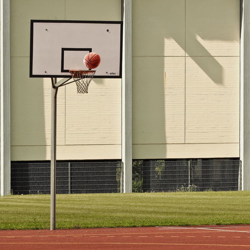 Sunny Basketball Hoop by Jutta Kerber — canvas wall art