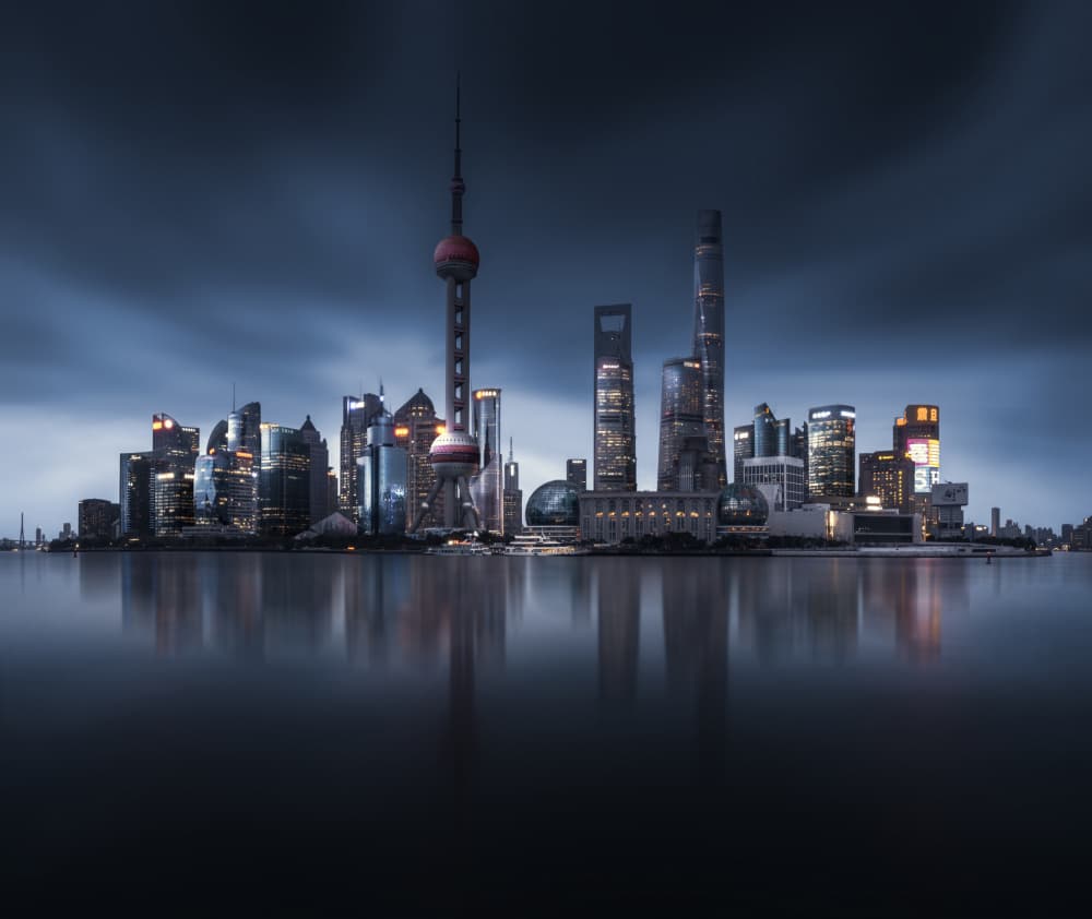 Shanghai Skyline Reflections by NingYun Ye — canvas wall art