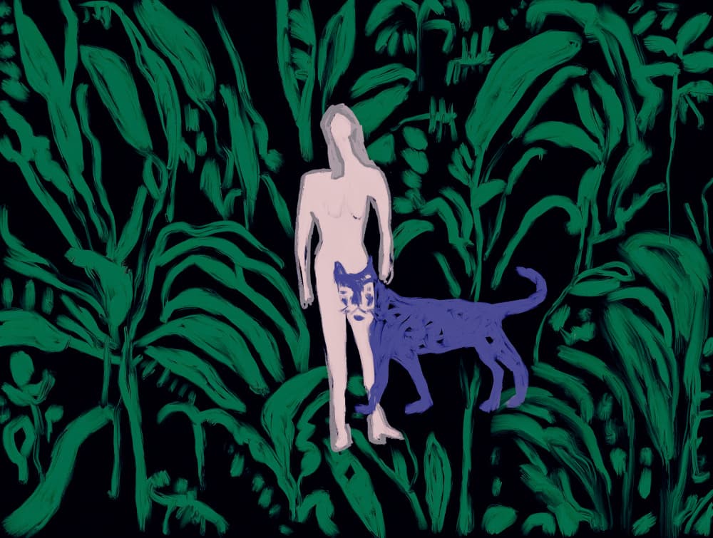 Jungle Woman Wild Cat by Beate Tubach — canvas wall art