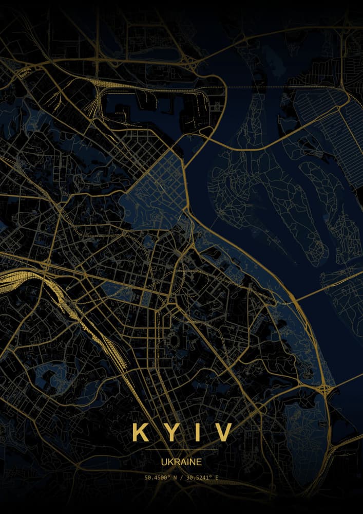 Kyiv Gold Map by HUGO — canvas wall art