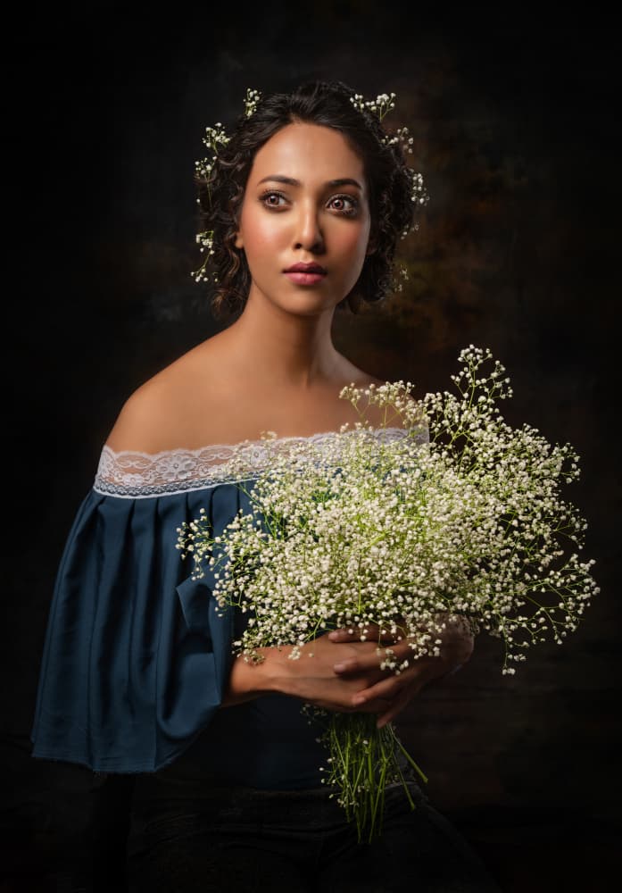 Elegant Floral Portrait by Nilendu Banerjee — canvas wall art