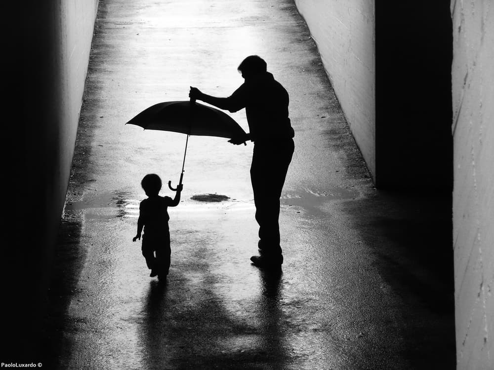 Father's Protective Umbrella by paolo luxardo — canvas wall art