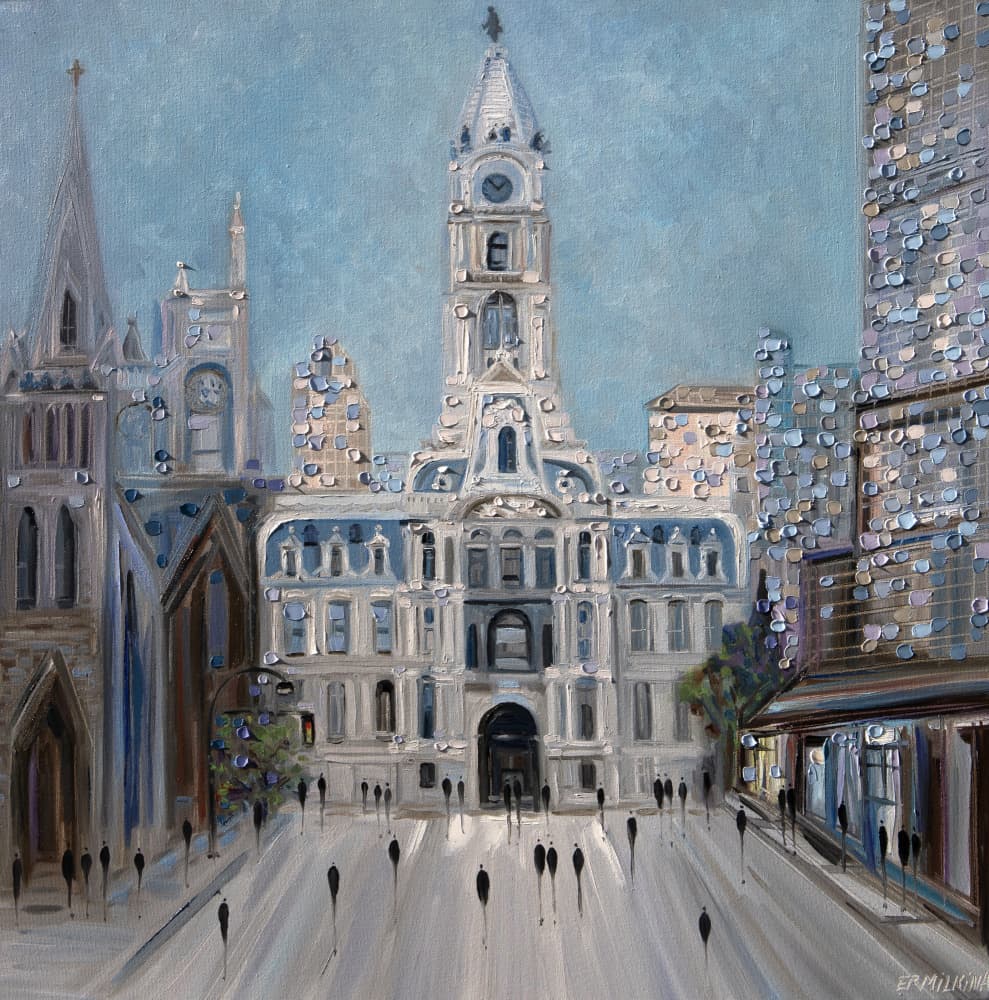 Philadelphia City Hall Street by Ekaterina Ermilkina — canvas wall art