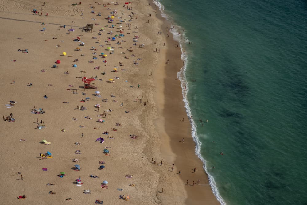 Sunny Beach Day Aerial by Primož Kožuh — canvas wall art