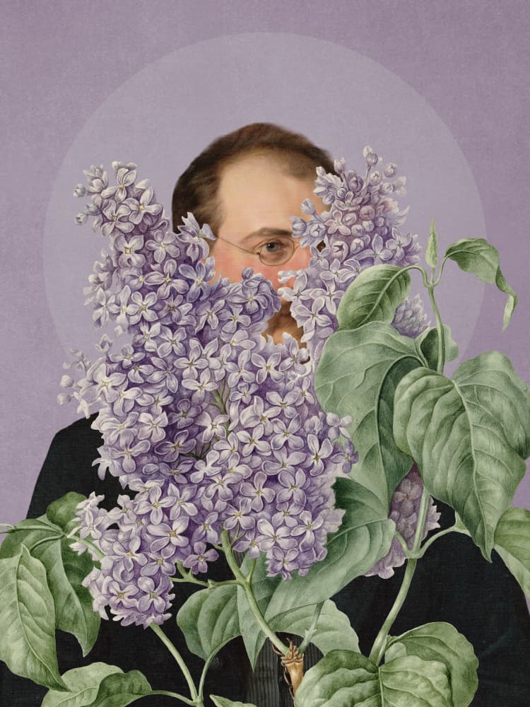 Man Behind Lilac Bloom by Marja van den Hurk — canvas wall art