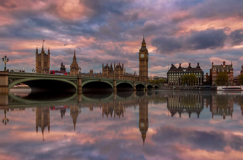 London Sunset Reflections by Ahmed Lashin — canvas wall art