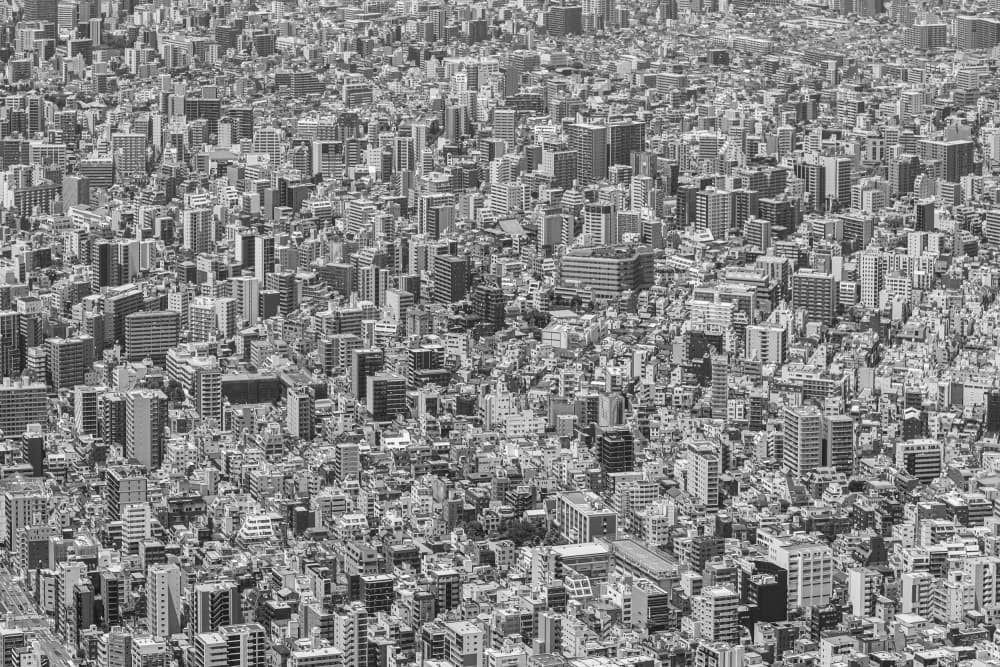 Monochrome City Sprawl by Kengo Higa — canvas wall art