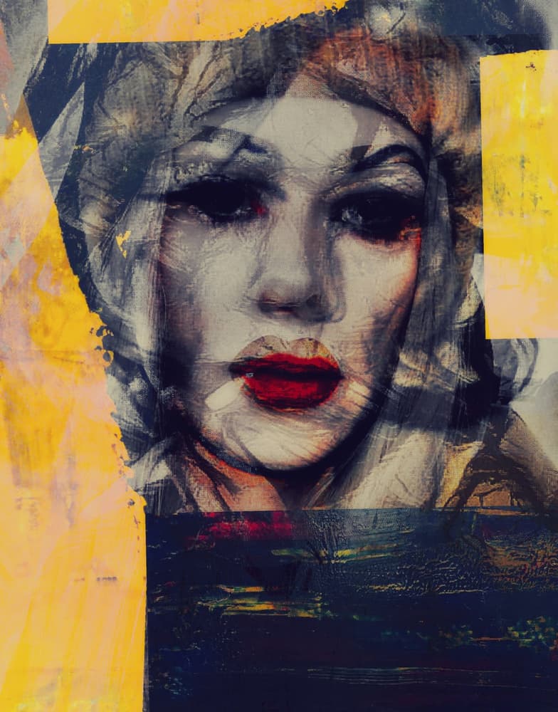 Abstract Woman Red Lips by Dalibor Davidovic — canvas wall art