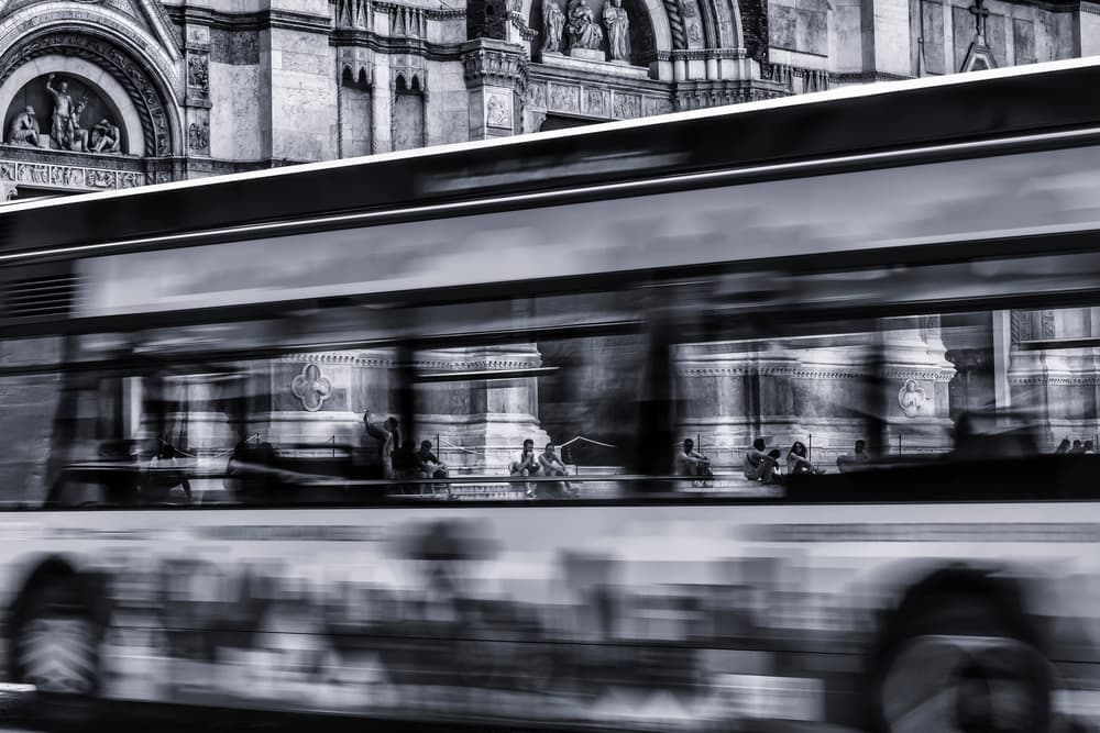 City Bus Motion Blur by Jean-Louis VIRETTI — canvas wall art