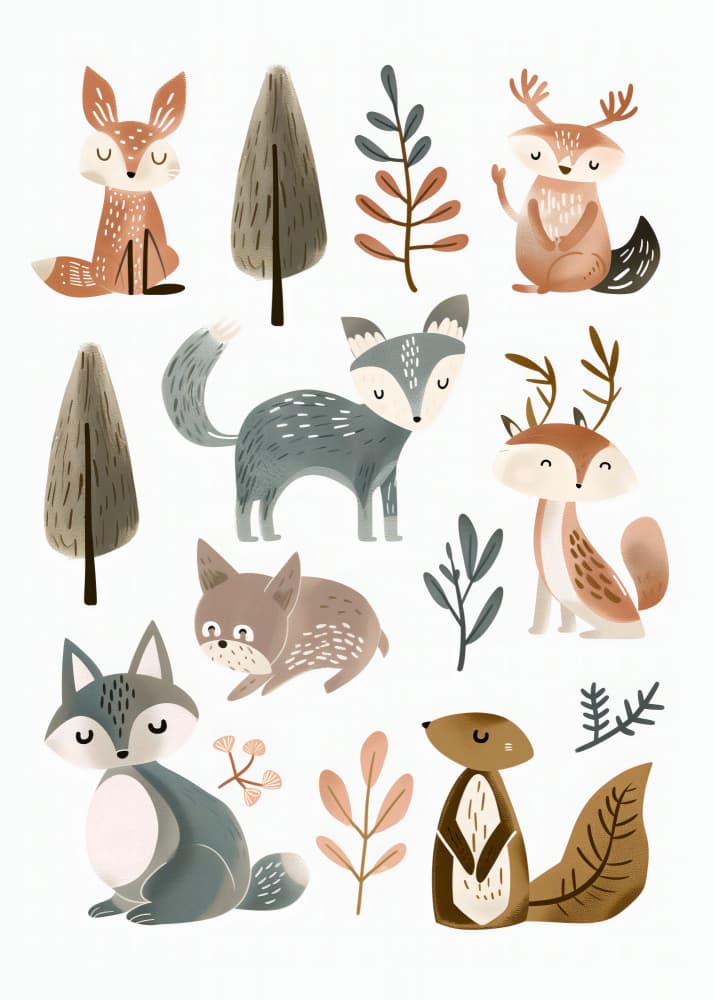 Whimsical Woodland Animals by Andreas Magnusson — canvas wall art