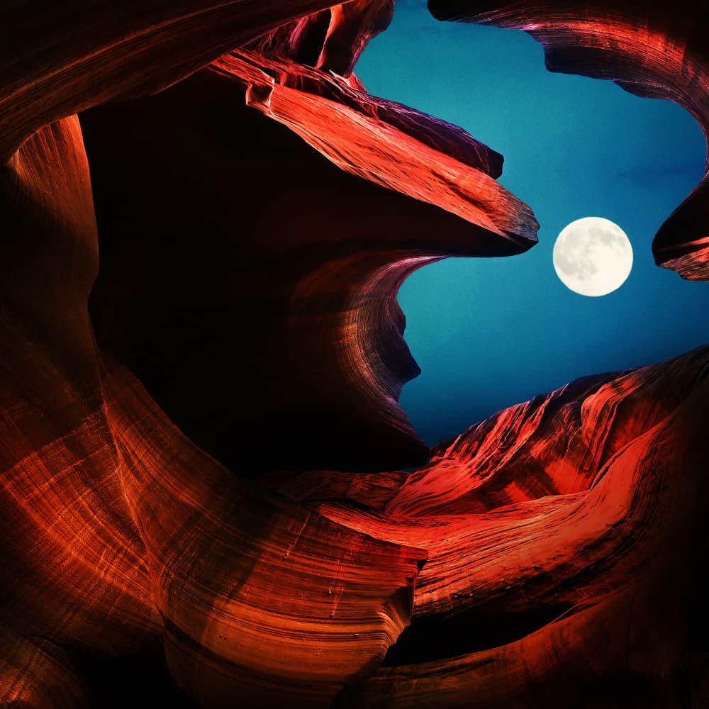 Slot Canyon Moonlight by hardibudi — canvas wall art