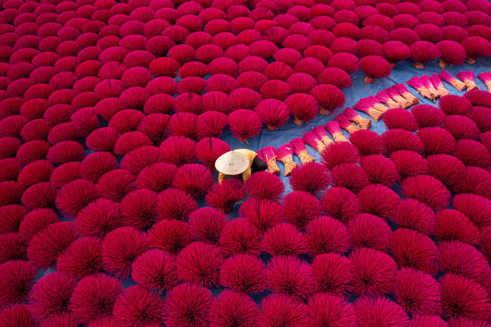 Vibrant Red Incense by Azim Khan Ronnie — canvas wall art