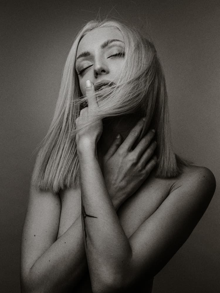 Sensual Blonde Portrait by Martin Krystynek MQEP — canvas wall art