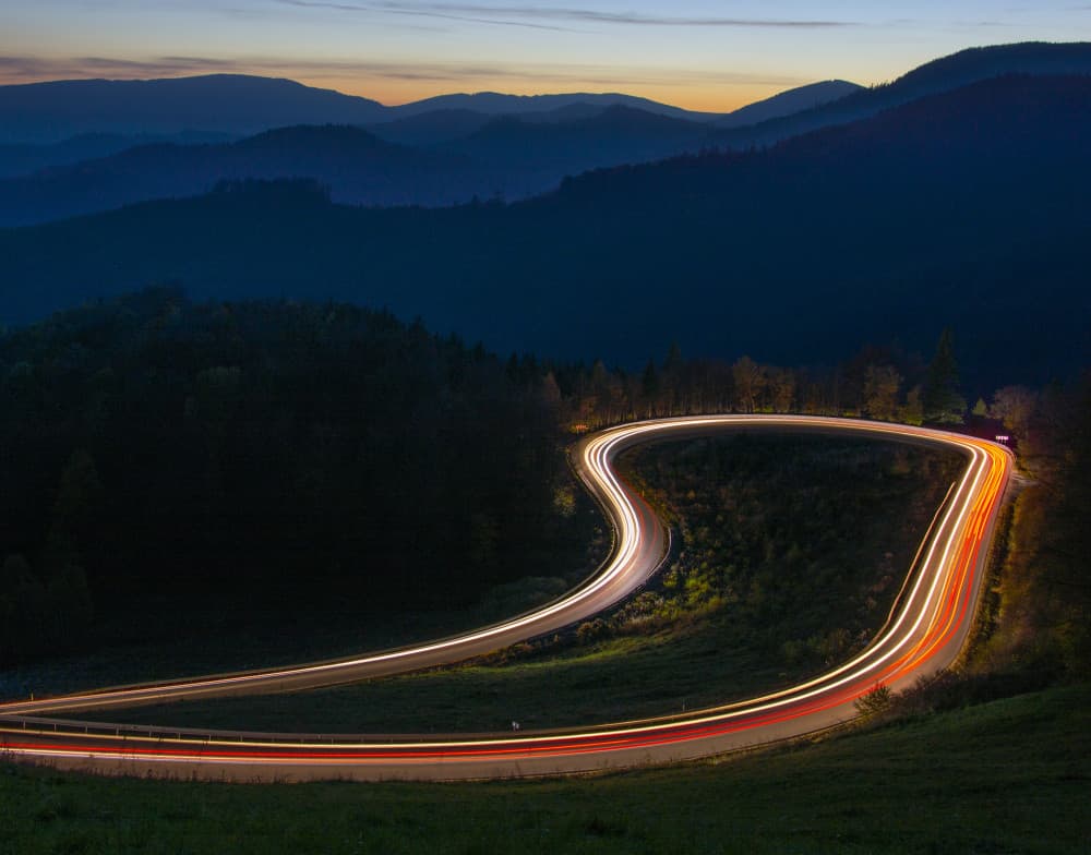 Dusk Mountain Road Trails by Peter Hrabinsky — canvas wall art