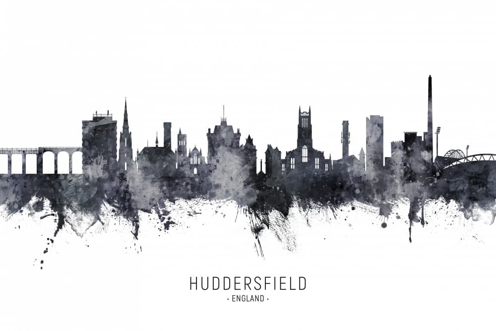 Huddersfield Watercolor Skyline by Michael Tompsett — canvas wall art