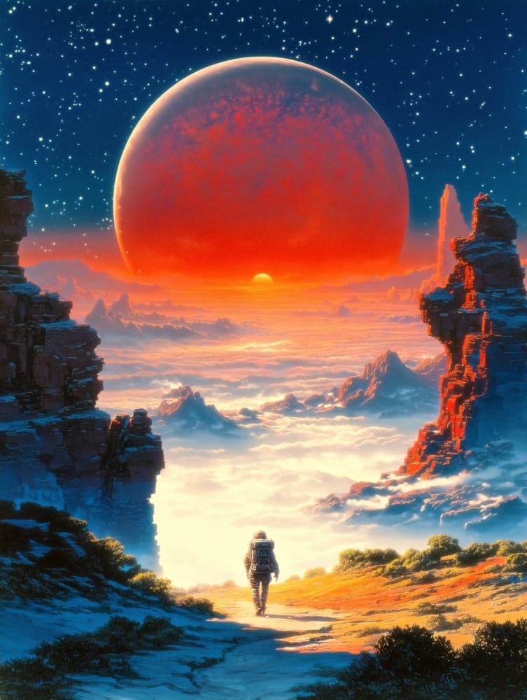Astronaut's Red Dawn by Taudalpoi — canvas wall art