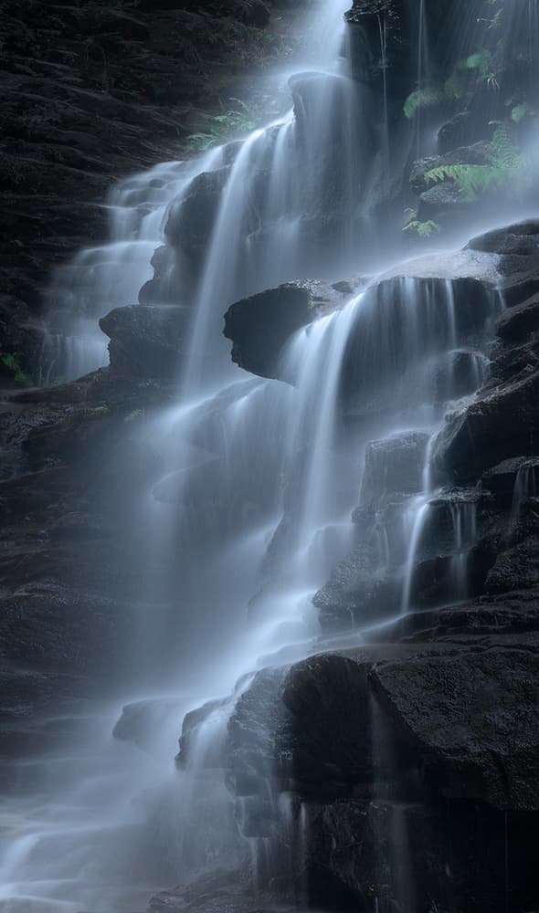 Misty Waterfall Flow by Jingshu Zhu — canvas wall art