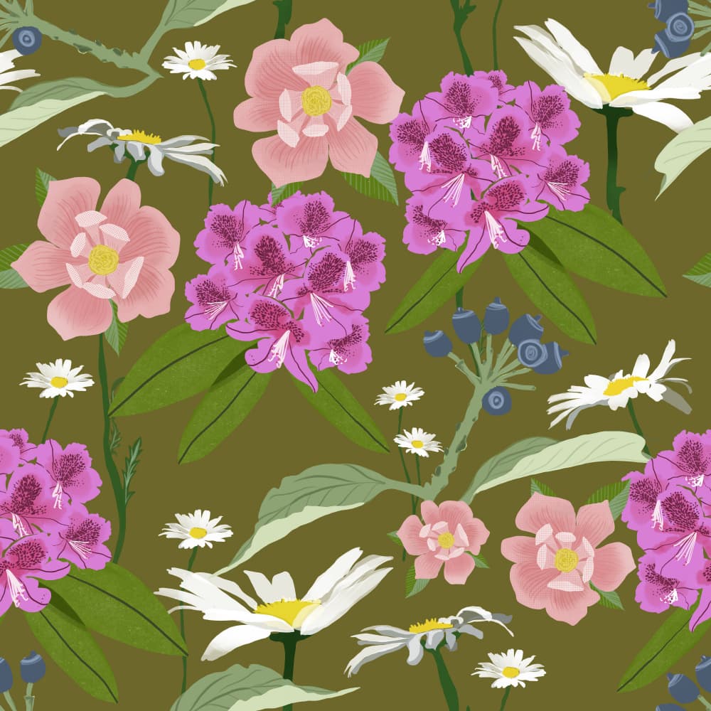 Garden Wildflower Berry Pattern