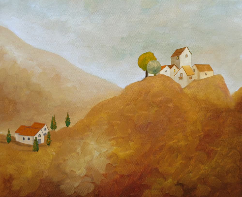 Hillside Village Charm by Angeles M. Pomata — canvas wall art