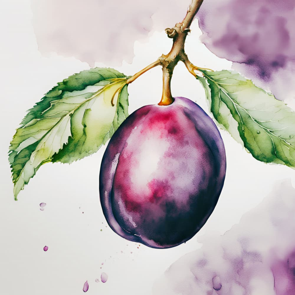 Watercolor Plum by Ohkimiko — canvas wall art