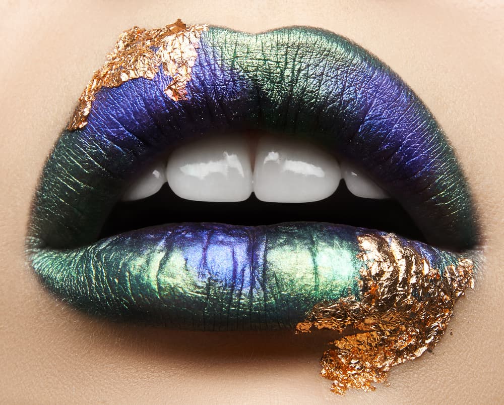 Iridescent Gold Lips by HIM — canvas wall art