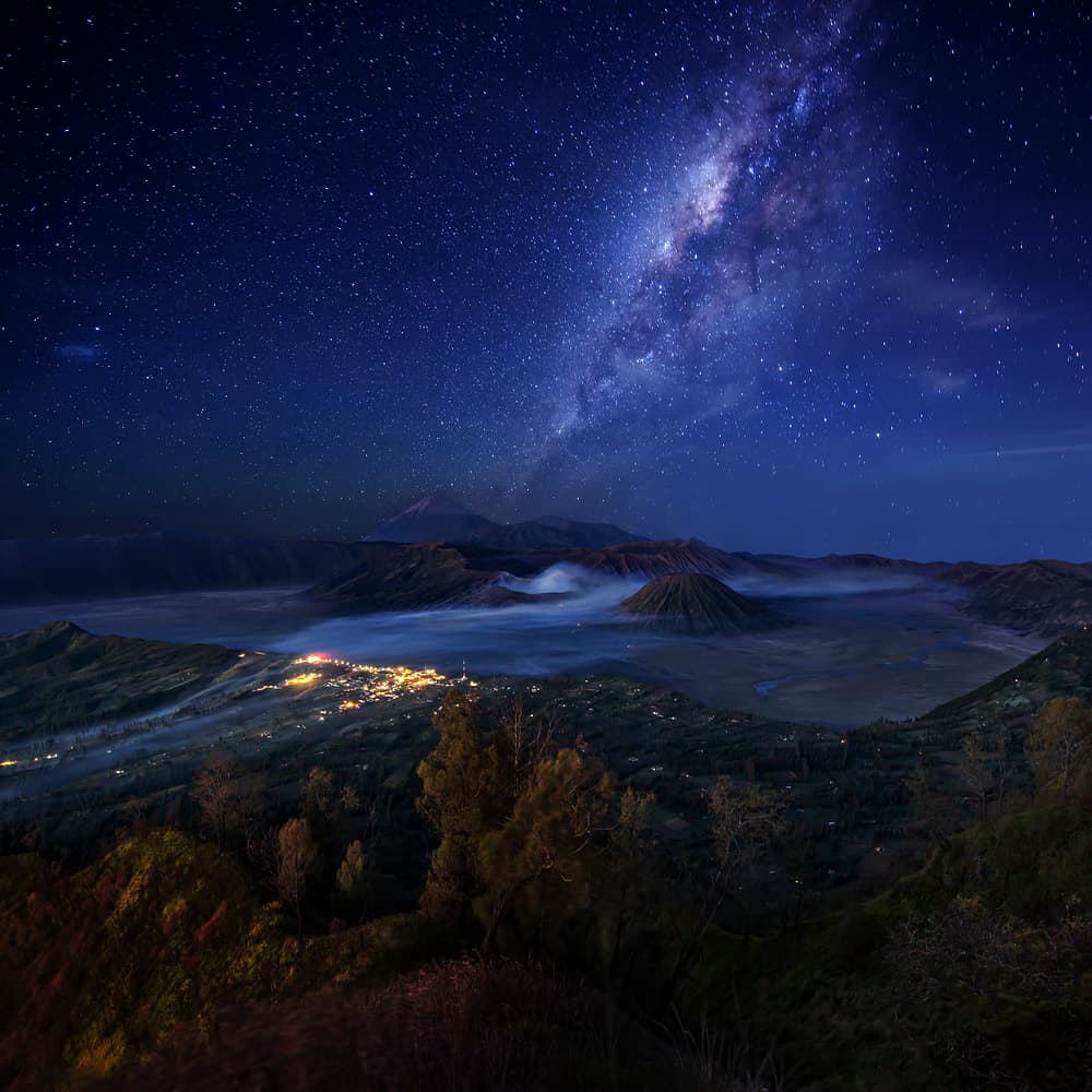 Milky Way Volcano Night by Gunarto Song — canvas wall art
