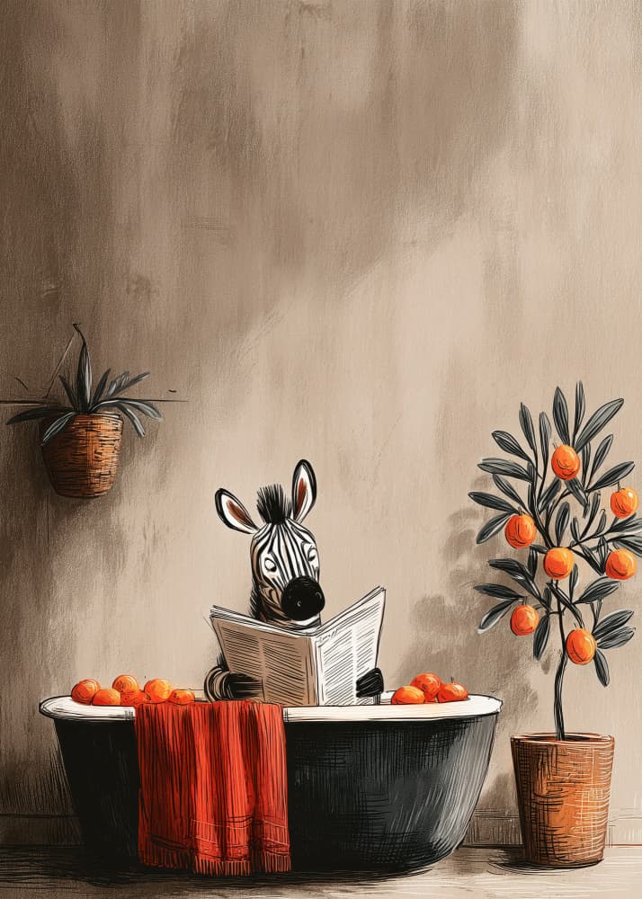Zebra's Orange Bath by Justyna Jaszke — canvas wall art