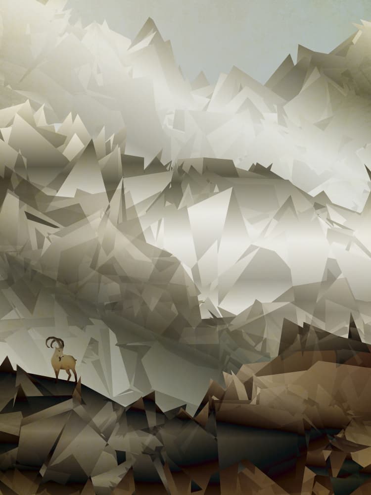 Geometric Mountain Ram by Angelo Cerantola — canvas wall art