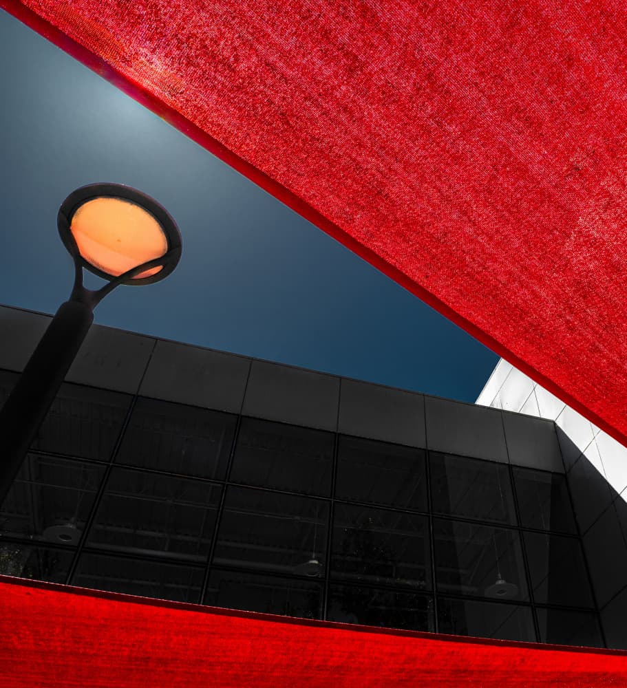 Modern Red Architecture by Bruce Li — canvas wall art