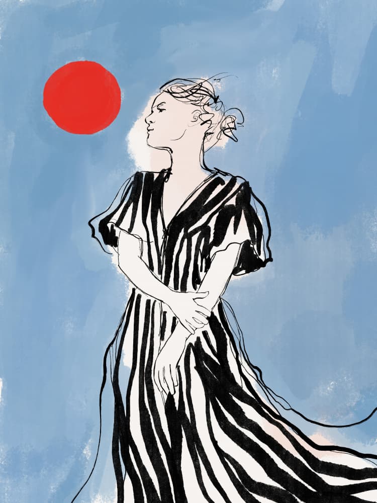 Elegant Woman Red Sun