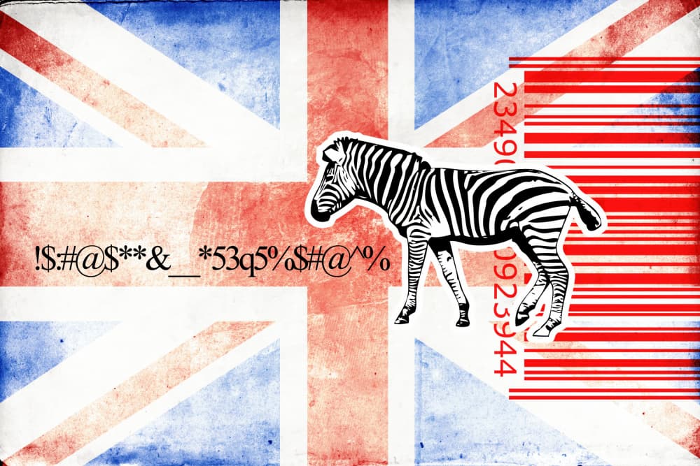 Union Jack Zebra Code by Rafal Kulik — canvas wall art